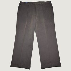 Coppley Miami Dress Pants Mens 42R Flat Front Cuffed Poly Tencel Textured Brown‎
